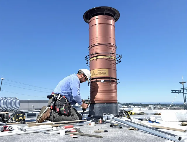 Installed chimney liner by Rockland Chimney Sweep in Rockland, MA