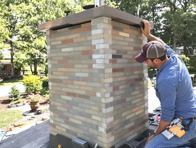 Rockland Chimney Sweep completing a modern chimney remodel in Rockland, MA