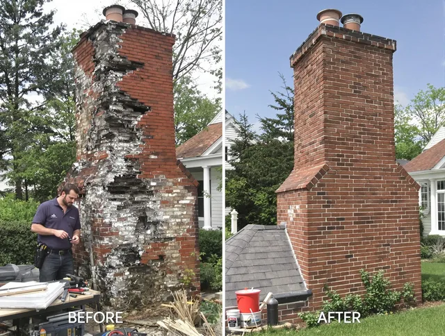 Rockland Chimney Sweep performing a full chimney restoration in Rockland, MA