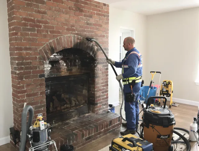 Rockland Chimney Sweep expert performing detailed chimney sweep in Rockland, MA