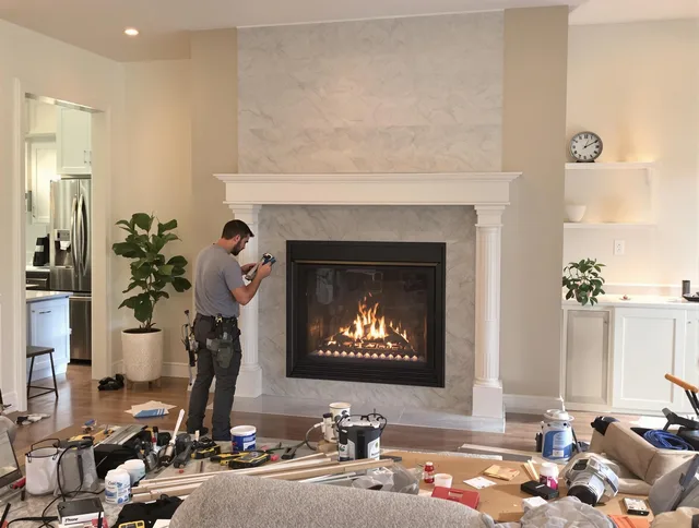 Newly installed fireplace by Rockland Chimney Sweep in Rockland, MA