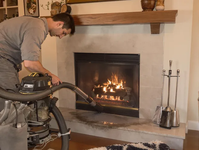 Routine fireplace upkeep by Rockland Chimney Sweep in Rockland, MA