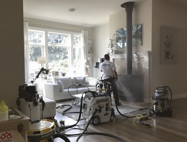 Soot removal service by Rockland Chimney Sweep for a fireplace in Rockland, MA